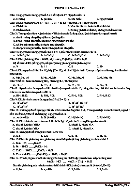 Đề thi thử môn Hóa 10 học kì I